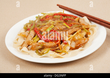 A delicious dinner of Pork Lo Mein Stock Photo