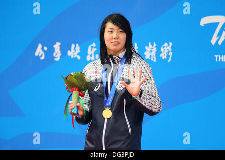 Mio Motegi (JPN), OCTOBER 12, 2013 - swimming : Tianjin 2013 the 6th East Asian Games, Women's 100m breaststroke victory ceremonyat Tianjin Olympic Center Stadium Swimming Diving Hall, Tianjin, China. © AFLO SPORT/Alamy Live News Stock Photo