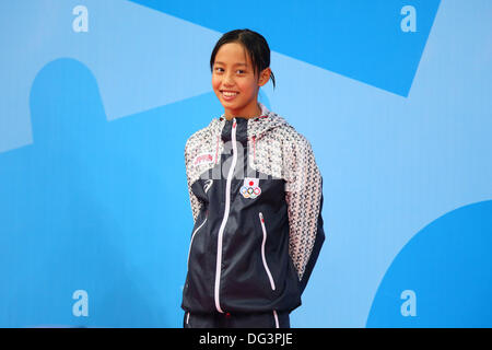 Runa Imai (JPN), OCTOBER 12, 2013 - swimming : Tianjin 2013 the 6th East Asian Games, Women's 100m breaststroke victory ceremonyat Tianjin Olympic Center Stadium Swimming Diving Hall, Tianjin, China. © AFLO SPORT/Alamy Live News Stock Photo