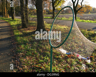 waste disposal container along cycling track, Netherlands Europe Stock Photo