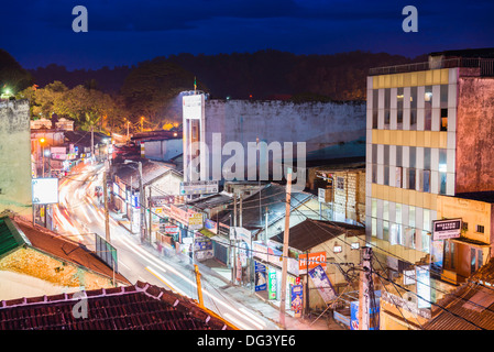 Light trails on the streets of Kandy, Sri Lanka, Asia Stock Photo