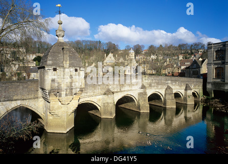 The Town Bridge over the River Avon, Bradford on Avon, Wiltshire, England, United Kingdom, Europe Stock Photo