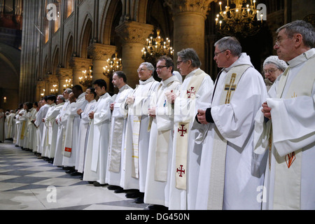 Priests of Paris Diocese, Chrism Mass, Notre Dame de Paris Cathedral, Paris, France, Europe Stock Photo