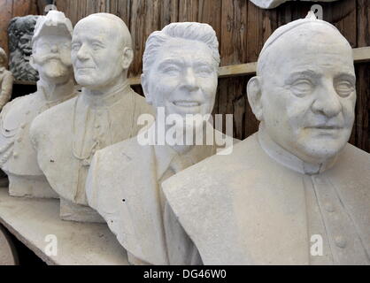 Busts of white Carrara Marble standing in a sculptor workshop in the italian town of Carrara, on September 12, 2013. i Stock Photo