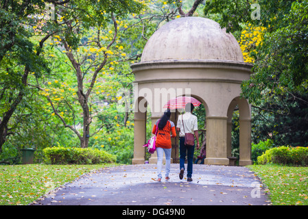 Couple walking in Kandy Royal Botanical Gardens, Peradeniya, Kandy, Sri Lanka, Asia Stock Photo