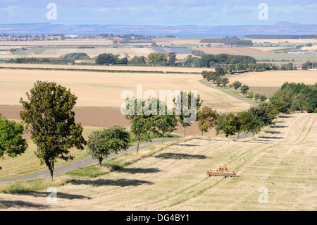 Looking towards the village of Drem from Kilduff Hill, East Lothian, Scotland Stock Photo