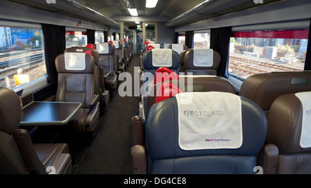 Empty First Class seat carriage and seats on a Great Western Train London England UK   KATHY DEWITT Stock Photo