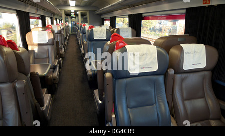 Empty First Class carriage seats on a Great Western Train London England UK KATHY DEWITT Stock Photo