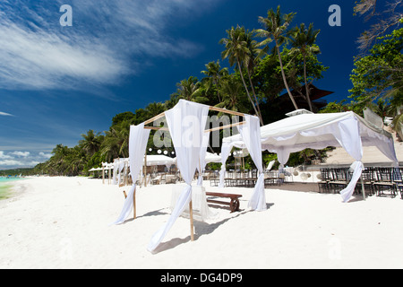 Wedding arch decorated on caribbean beach Stock Photo