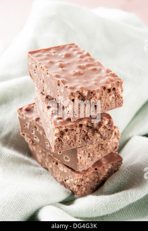 Pile of delicious chocolate nougat Stock Photo