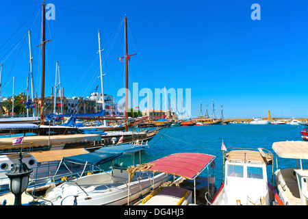 Scenic harbour in the old town of Kyrenia, Cyprus. Stock Photo