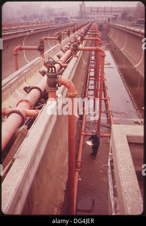 A construction project of aeration tanks at the Spring Creek Water Pollution Control Plant, highlighting the ongoing efforts in wastewater management and environmental protection. Stock Photo