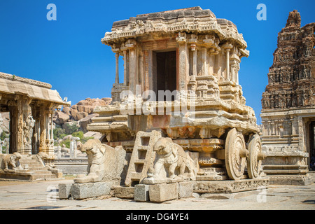 Chariot and Vittala temple at Hampi, India Stock Photo