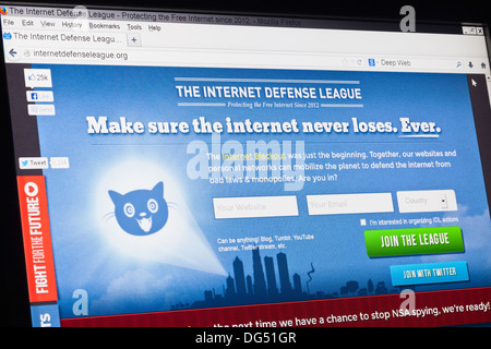 Screenshot of the internet defense league homepage Stock Photo
