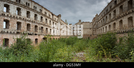 Ruined and abandoned industrial building in Gdansk Shipyard area Stock Photo