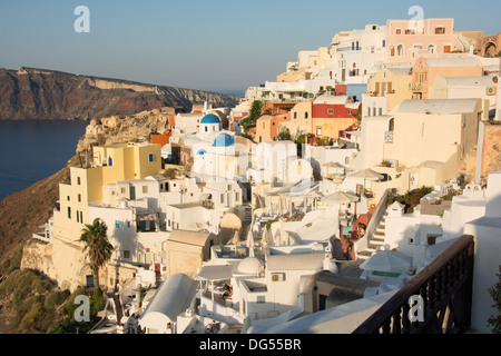 SANTORINI (THIRA), CYCLADES, GREECE. The picturesque cliff-top village of Oia. 2013. Stock Photo