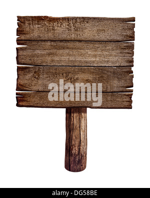 Wooden sign board. Old post panel made from wood. Stock Photo