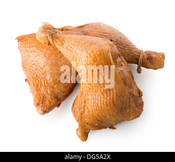 Two smoked chicken legs isolated on white Stock Photo