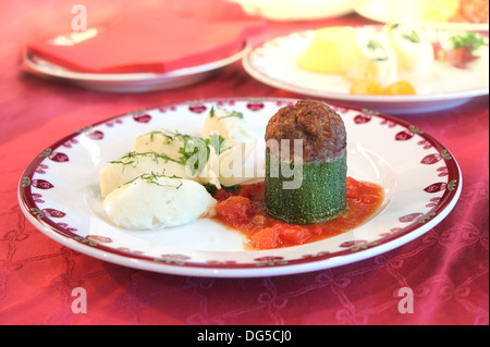 Zucchini stuffed with meat is a healthy and tasty meal Stock Photo