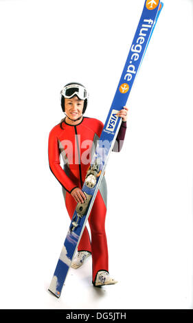 Park City, Utah, USA. 14th Oct, 2013. Lindsey Van, 28 from Detroit, Michigan - Ski Jimping. USOC Olympic Media Summit in Park City, Utah © Erich Schlegel/ZUMAPRESS.com/Alamy Live News Stock Photo