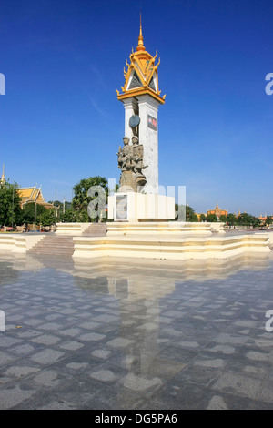 Cambodia-Vietnam Friendship Monument, Phnom Penh, Cambodia, Stock Photo