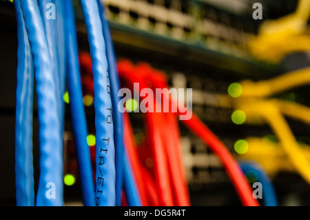 Network switches in cloud computing data center server rack Stock Photo