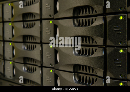 Detail of cloud computing data center hard drives Stock Photo