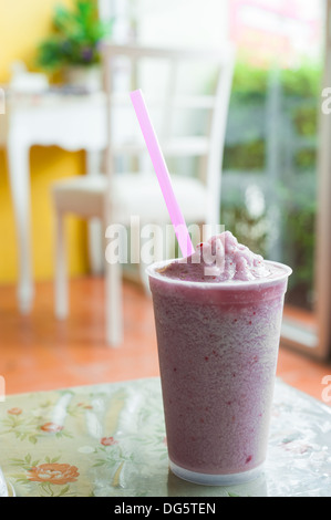 Blueberry smoothie on vintage place. Stock Photo