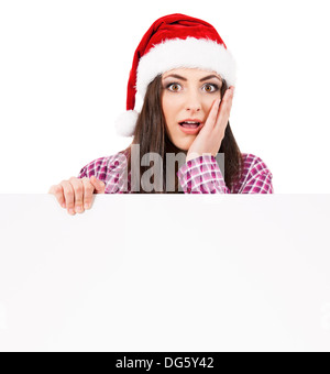 Girl in Santa hat Stock Photo