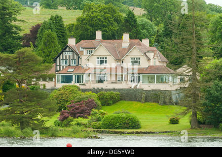 Stately Home on Lake Windermere, Cumbria, England Stock Photo