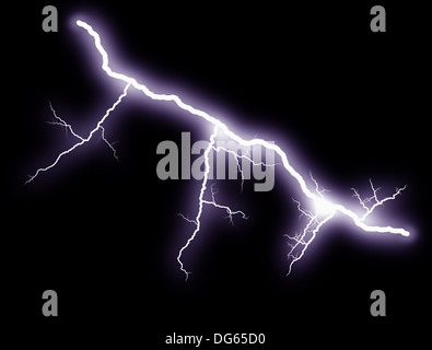 Lightning bolts at night show the power and beauty of an electrical arc Stock Photo