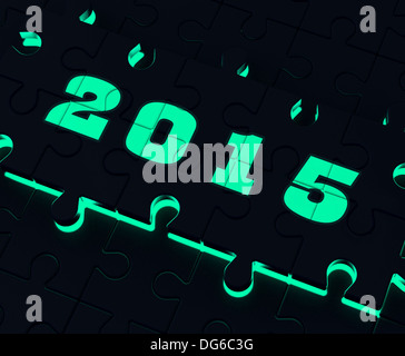 Two Thousand And Fifteen On Puzzle Showing Year 2015 Resolution Stock Photo