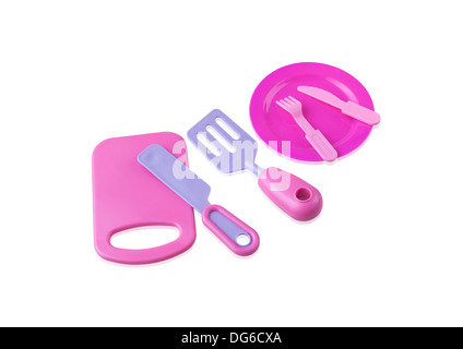 Toy kitchenware isolated on white background Stock Photo