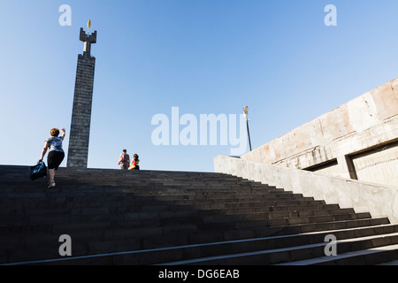 Monument to Soviet victory in WWII at the top of the Cascade steps. Yerevan, Armenia Stock Photo