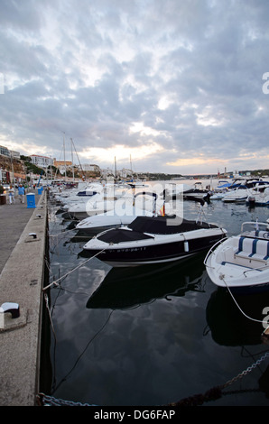 Sunset in Port of Mahon, second largest natural port in Europe. Stock Photo