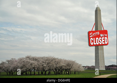Washington Momument on the DC. mall closed. Stock Photo