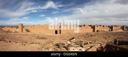 Moroccan village, Atlas mountains in the background. Stock Photo