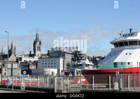 The harbour of Aberdeen city centre Scotland, UK Stock Photo