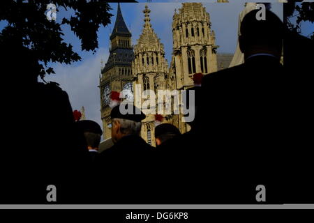 London, UK. 15th October 2013. A march by retired soldiers protesting ...