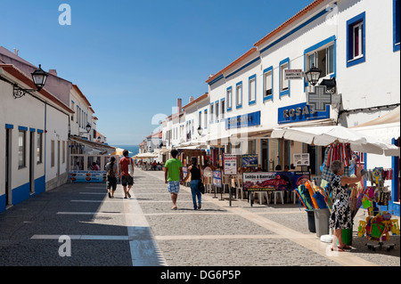 Portugal, the Alentejo, Porto Covo main street Stock Photo