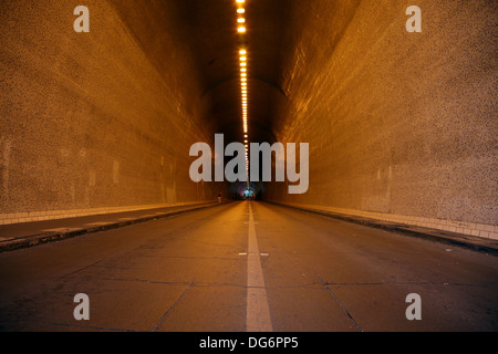 Long and deserted tunnel in Budapest, Hungary. Stock Photo