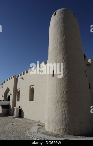 Minaret of the Mosque next to Riffa Fort, East Riffa, Kingdom of Bahrain Stock Photo