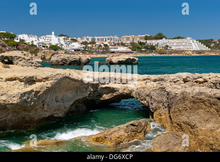 Portugal, the Algarve, Albufeira, Praia da Oura beach in summer Stock Photo