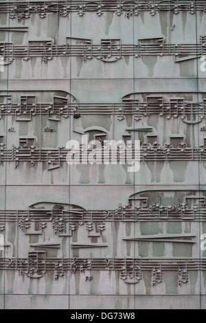 Detail of a musical sheet on a facade of a building in Warsaw, Poland Stock Photo