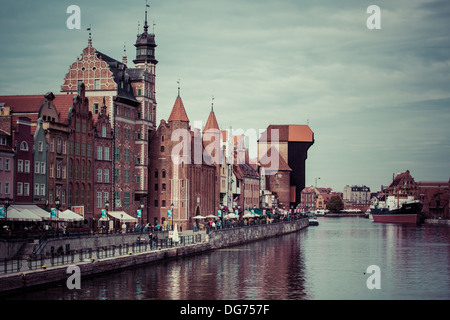 View over the river Motlawa the Old Town in Gdansk, Poland. Stock Photo