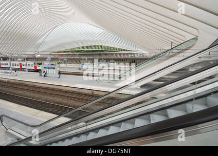 Liege-Guillemins railway station designed by architect Santiago Calatrava in Liege Belgium Stock Photo