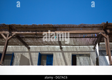 Typical traditional white and blue facades, In most of the Cycladic islands Stock Photo