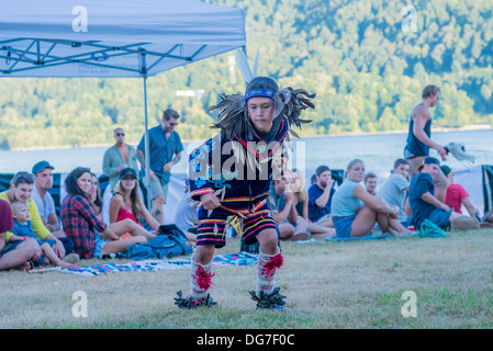 Dancer with The Children of Takaya Coast Salish group of drummers and dancers Stock Photo