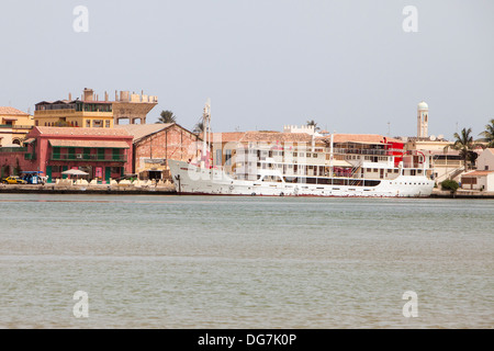 Senegal, Saint Louis. The Bou El-Mogdad offers leisure cruises on the River Senegal. Stock Photo