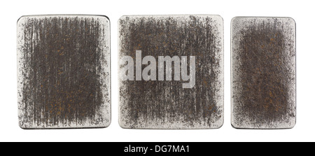 Dark metal plates, isolated textures. Stock Photo